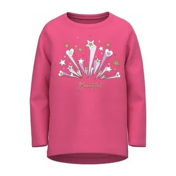 Dívčí tričko Name it dětské tričko s dlouhým rukávem bavlna růžové, velikost 86