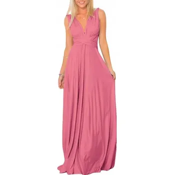 Dámské šaty Dámské elegantní růžové večerní šaty vel. L, maxi, bandážové, na zavazování