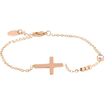 Módní doplněk Troli Bronzový minimalistický náramek s křížkem VCBW024RG + 2 měsíce na vrácení zboží