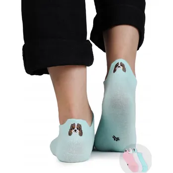 Dámské ponožky Ponožky kotníkové ponožky s výšivkou na patě pro pejsci 3PAK 39-41 YOCLUB