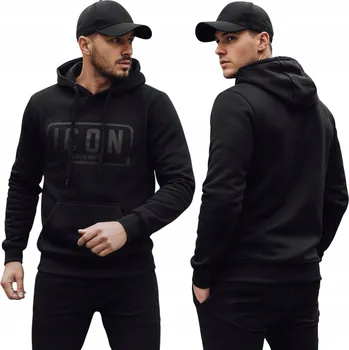 Pánská mikina Pánská mikina s kapucí černá hoodie streetwear casual BX5919 - XL