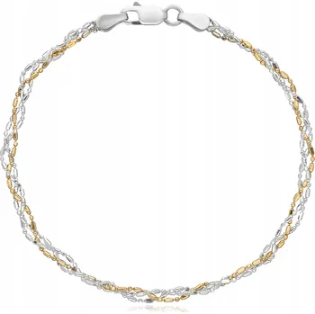 Náramek POZLACENÝ DÁMSKÝ NÁRAMEK STŘÍBRNÝ VZOR PLETENINY