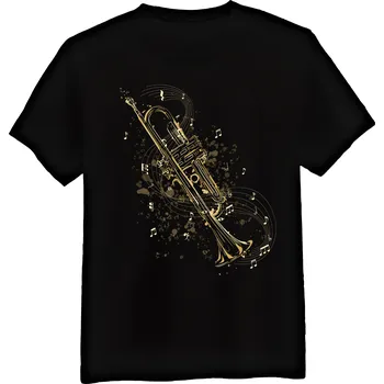 Pánské tričko Tričko Pánské Trubka Černé 3XL Tričko Pro Hudebníka Dárek