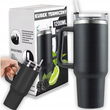 TERMOHRNEK SE SLÁMKOU Růžová TERMOSKA S UCHEM NA ČAJ KÁVU 1200 ML