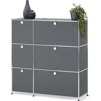 Komoda 655979 - Tchibo - Komoda CN3 se 6 výklopnými dvířky - barva: šedá