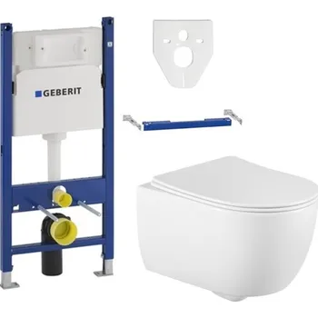 Závěsný set GEBERIT Duofix Basic+ WC CARMEN Rimless 49 x 37 cm + pomalu padající deska Slim, bílá, 3388XX00+39040100