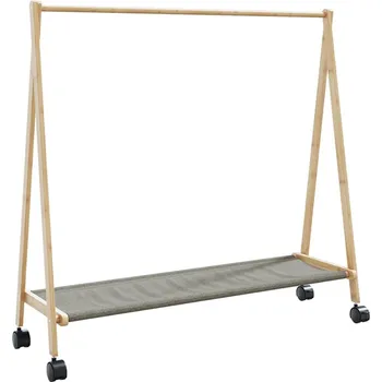 vidaXL Stojan na oblečení s policemi a kolečky 106x34x106,5 cm bambus