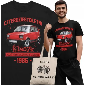Pánské tričko Tričko dárek k 40. narozeninám 1986 Klasika PRL Fiat 126p taška
