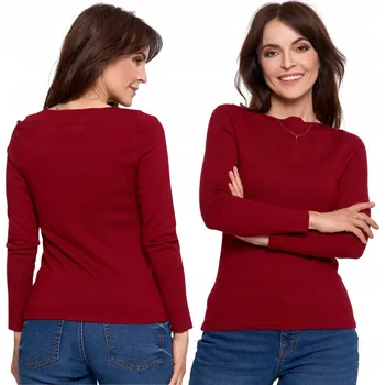 Dámský svetr DÁMSKÝ SVETR ČERVENÝ Z VISKÓZY KLASICKÝ TENKÝ PŘILÉHAVÝ MORAJ M