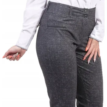Dámské kalhoty Genesy elegantní dámské kalhoty cigaretového střihu dlouhé šedé velikost 50