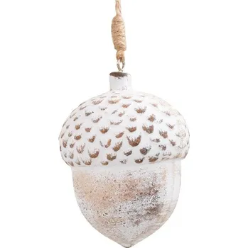 Vánoční dekorace Dřevěný žalud s patinou na zavěšení 8 cm