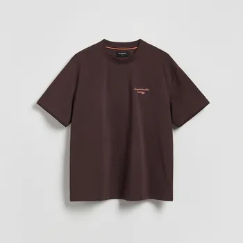 Reserved - Tričko boxy s bavlnou - tmavě hnědá - 994HL-89X - 994HL-89X-M