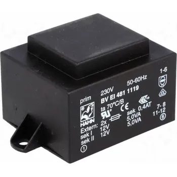 Transformátor Hahn BV EI 481 1119 transformátor 10VA 230V//12V+12V