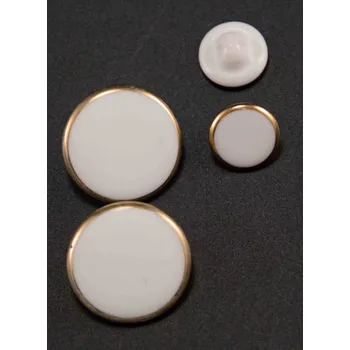 Knoflík Skleněný knoflík se spodním přišitím - bílo zlatý - průměr 1,8 cm