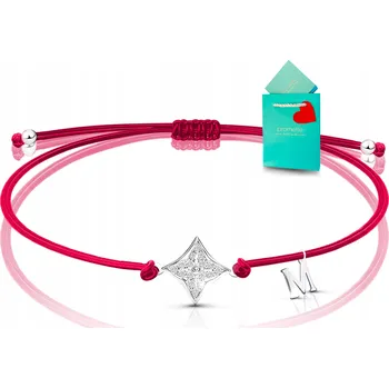 Náramek Bransoletka czerwona sznurek na szczęście ochranný stříbrný 925