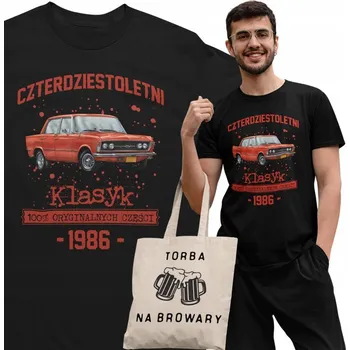 Pánské tričko Tričko dárek k 40. narozeninám 1986 Klasika PRL Fiat 125p taška