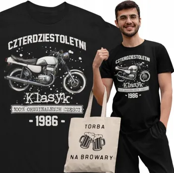 Pánské tričko Tričko dárek k 40. narozeninám 1986 Klasika PRL Jawa 350 taška