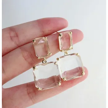 Náušnice Čiré křišťálové visací náušnice s geometrickým tvarem | náušnice šperk