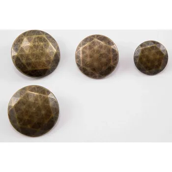 Knoflík Luxusní kovový knoflík - s lomeným šestiúhelníkem - matný - staromosaz - průměr 2,5 cm