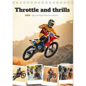 Diář Throttle and thrills - High percentage motocross moments (Desk Calendar 2026 DIN A5 portrait), CALVENDO 12 Month DeskCalendar (EN)