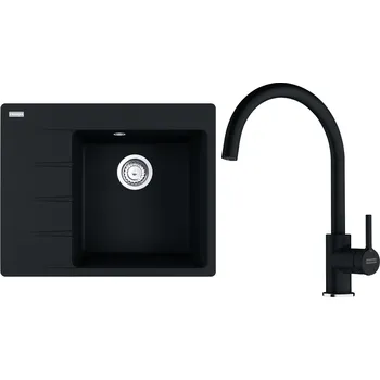 Kuchyňský dřez Franke set CNG 611-62 TL/7 odkap vlevo + FC 6018 Barva: Černá metalická, Označení: Onyx