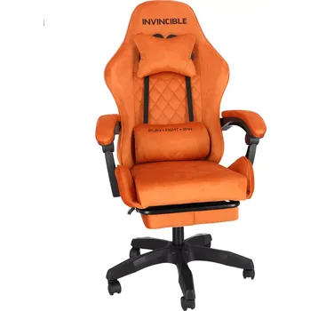 Herní kancelářská židle Invincible z hnědého veluru s podnožkou