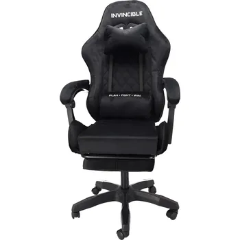 Křeslo Herní křeslo invincible z černého veluru s výsuvnou opěrkou nohou