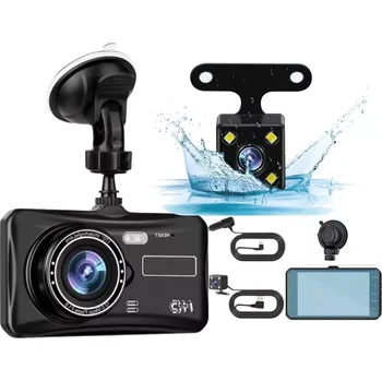 Kamera do auta Autokamera s Wi‑Fi a zadní kamerou, Full HD 1080p, 4" dotykový displej, 170° širokoúhlý záběr