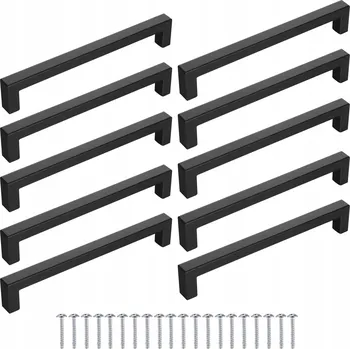 Nábytkové kování 10 Ks Nábytková úchytka Čtverec 160 mm černá matná