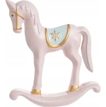 Obraz Dřevěný houpací koník růžový 12x17cm dekorace