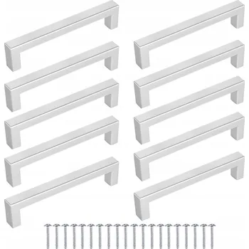 Nábytkové kování 10 Ks Nábytková úchytka Čtverec 128mm stříbrná + vruty