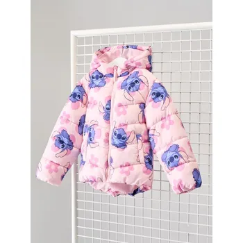 Dívčí bunda Sinsay - Prošívaná puffer bunda s kapucí Stitch - pastelová růžová - 394GT-03X - 394GT-03X-98