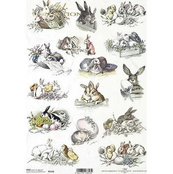 Umělecký papír Rýžový papír na decoupage ITD - Zajíci, kuřátka - R2168