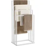 Volně stojící kovový stojan na ručníky, 4 ramena - bílý