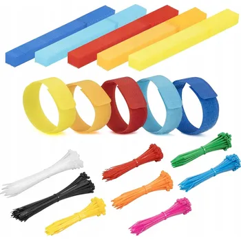 Stahovací páska Sada Stahovací pásky a na suchý zip , 800 ks, mix barev