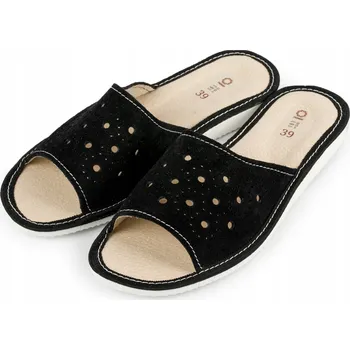 Dámská obuv Dámské prolamované Pantofle černé kožené semišové Domácí pantofle Sandále NOWO 36-41