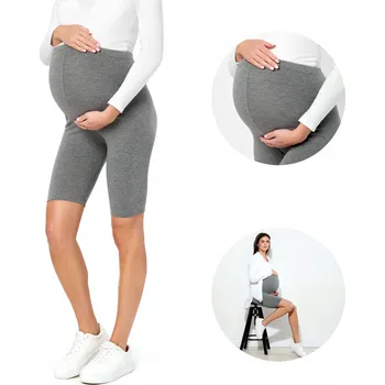 Dámské legíny Be Mammy těhotenské legíny krátké bavlna šedé velikost S
