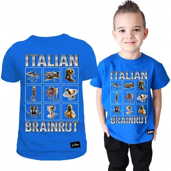 Dětské tričko T-shirt modré pro chlapce Brain Rot Italian Brainroty