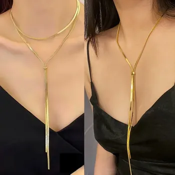 Náhrdelník Elegantní dlouhý ocelový náhrdelník | náhrdelník, šperk - zlatá 120 cm