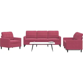 Pohovka 3dílná sedací souprava s poduškami vínová samet Červená3278355