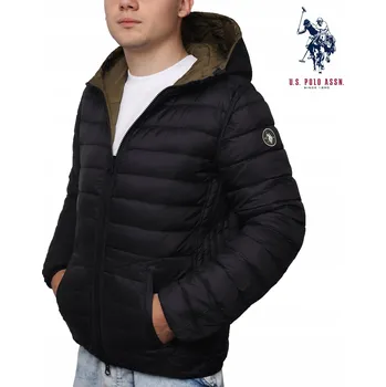 Moto bunda Pánská přechodová bunda na podzim s kapucí U.S. POLO ASSN. OBOUSMĚRNÁ / DVOUSTRANNÁ