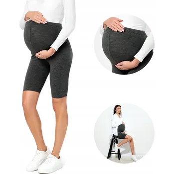 Dámské legíny Be Mammy těhotenské legíny krátké bavlna šedé velikost 4XL