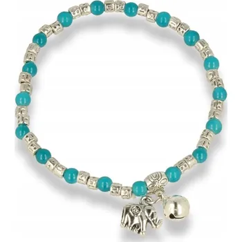 Náramek Dámský stříbrný náramek s tyrkysem a přívěskem