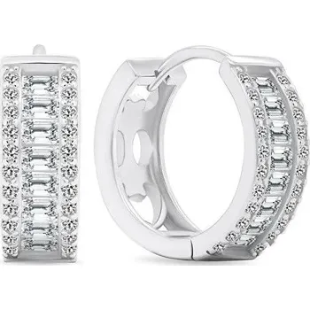 Náušnice Brilio Silver Třpytivé stříbrné kruhy se zirkony EA475W
