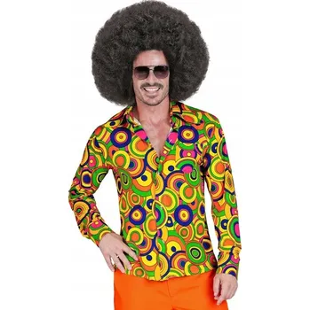 Pánská košile Pánská košile hippie žluté kruhy 70. léta S/M