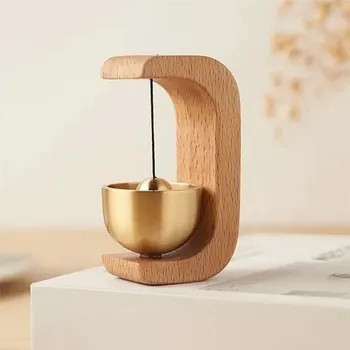 Domovní zvonek Bezdrátový dřevěný mosazný zvonek | dekorace - dřevo