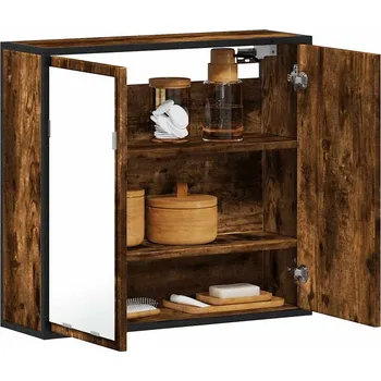 Koupelnový nábytek vidaXL Koupelnová skříňka se zrcadlem kouřový dub 65x20x60 cm kompozit