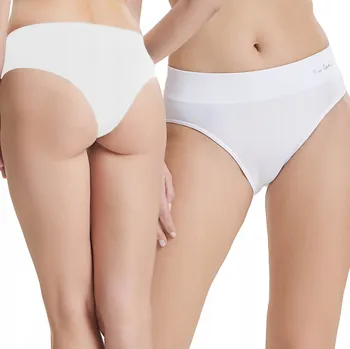 Kalhotky Hladké bezešvé Brazilské Kalhotky s vysokým pasem Přiléhavé 4012 Bílé M/L