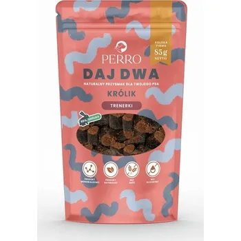 Pamlsek pro psa Perro Daj Dwa sušené pamlsky pro psy, tréninkové, králičí, 85g