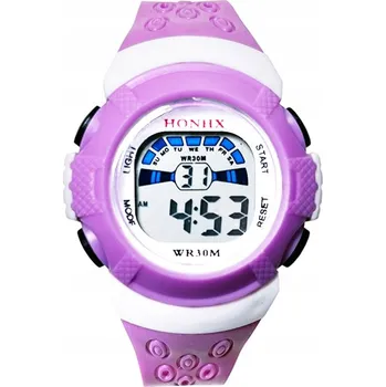 Hodinky Dětské hodinky HONHX fialovo-modré elektronické datum stopky 12/24